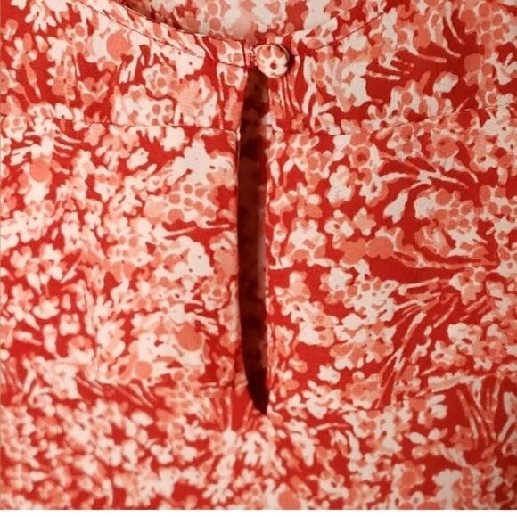 Banana Republic Floral Ruffle Blouse XSMALL Red Pink - Picture 8 of 12